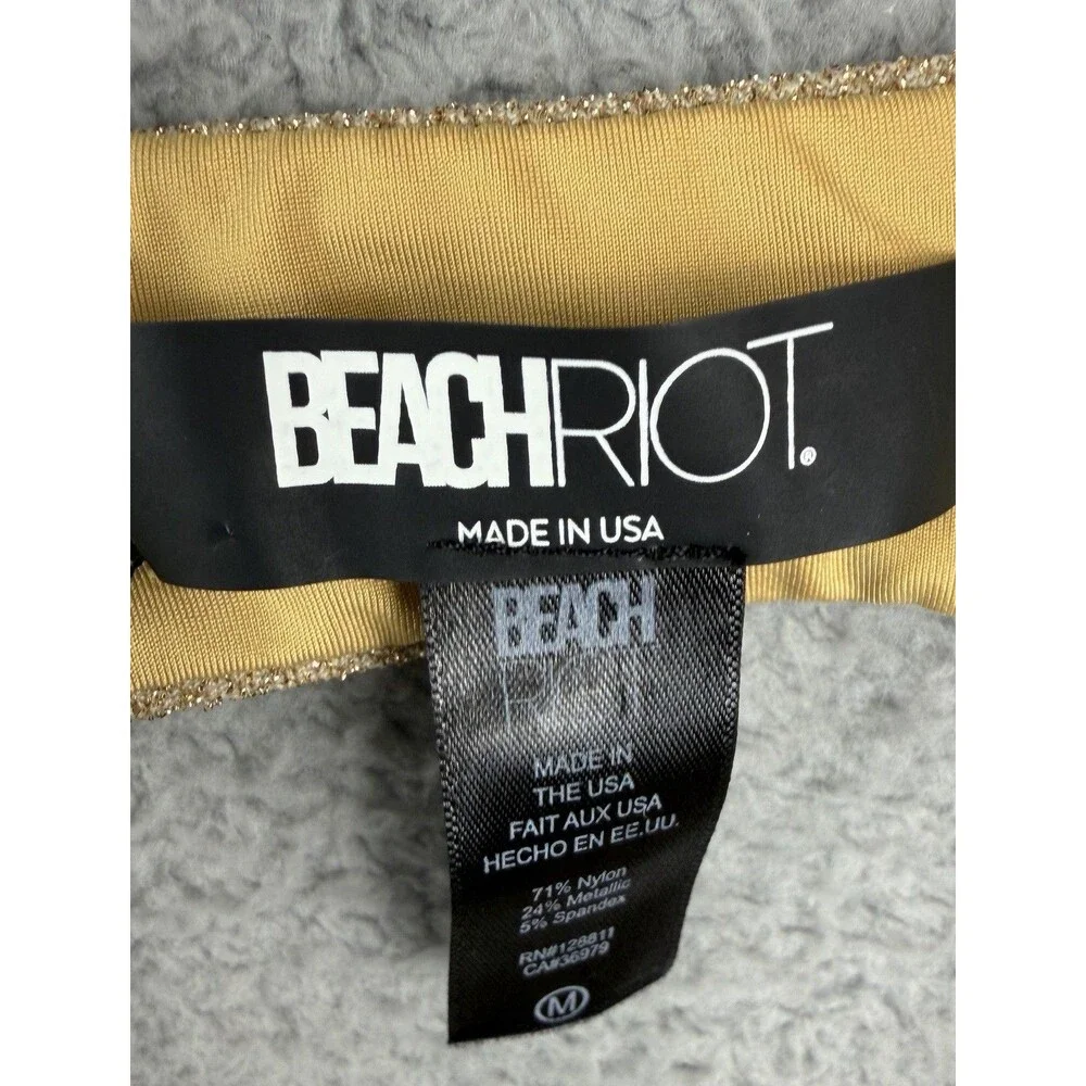 Beach Riot Gold Metallic Bikini Set  Grace Tie Front Top (M) & Claire Bottom (S)